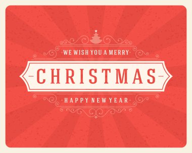 Noel retro tipografi ve süsleme dekorasyon