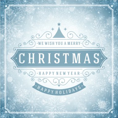 Noel retro tipografi ve kar taneleri ile ışık