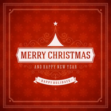 Noel retro tipografi ve süsleme dekorasyon