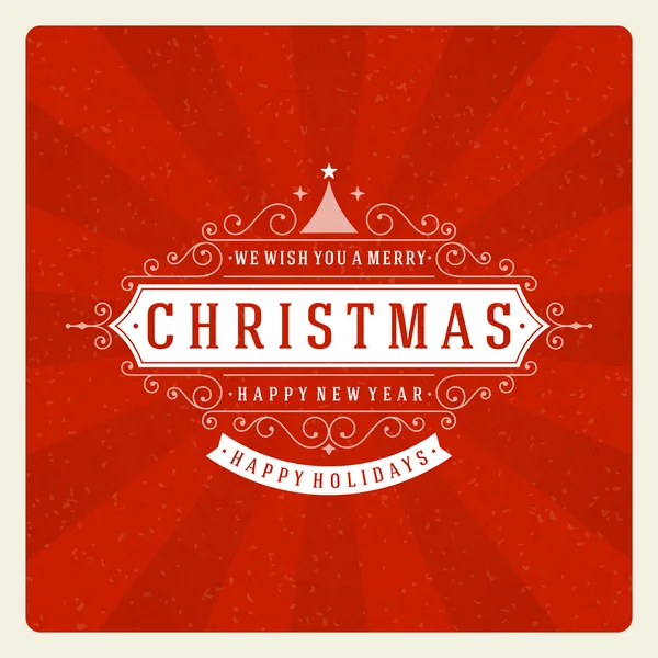 Tipografía retro de Navidad y decoración de adornos — Vector de stock