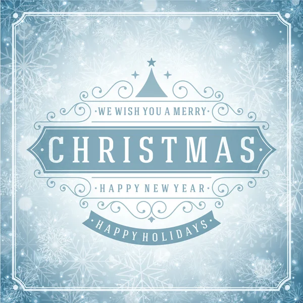 Noel retro tipografi ve kar taneleri ile ışık