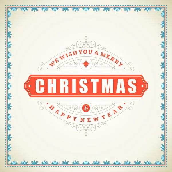 Boże Narodzenie retro typograficzne i ornament ozdoba — Wektor stockowy