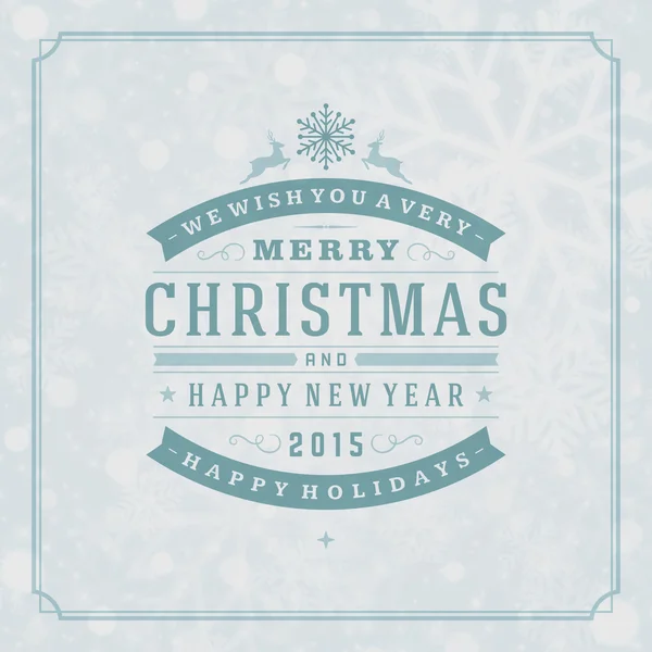 Typographie rétro de Noël et lumière avec flocons de neige — Image vectorielle