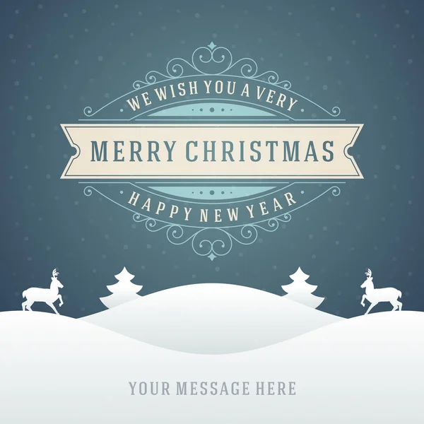 Christmas retro typographic and ornament decoration. Merry Chris — Stock Photo, Image