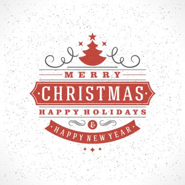 Noel retro tipografi ve süsleme dekorasyon