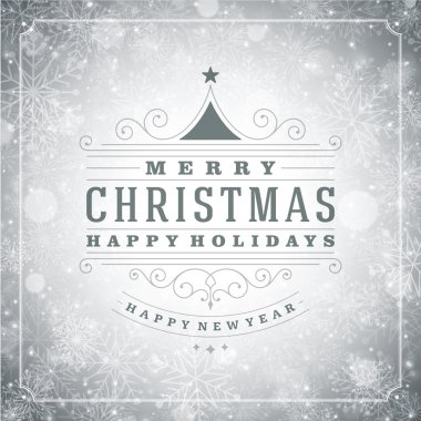 Christmas greeting card light and snowflakes background