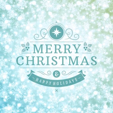 Christmas greeting card light and snowflakes background