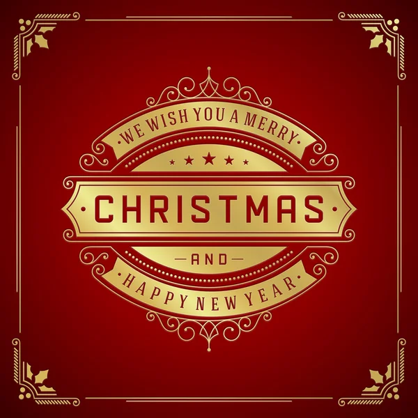 Retro jul hälsning kort och prydnad dekoration — Stockfoto