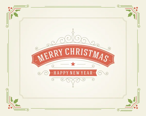 Retro jul hälsning kort och prydnad dekoration — Stockfoto