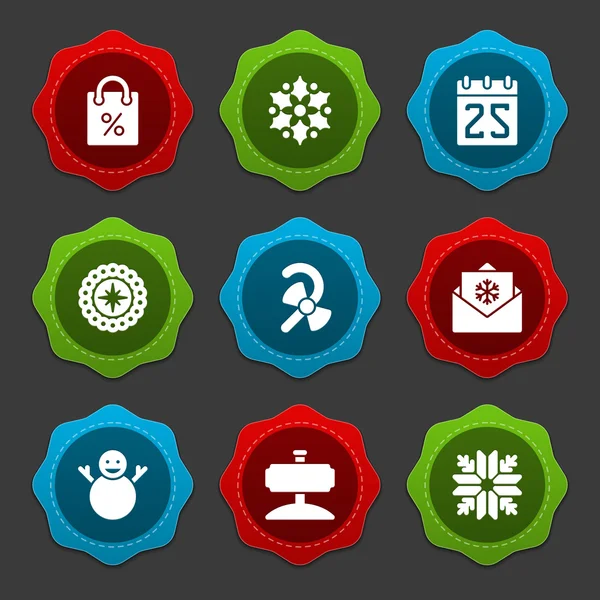 Christmas icons and labels set decorations objects — Stockfoto