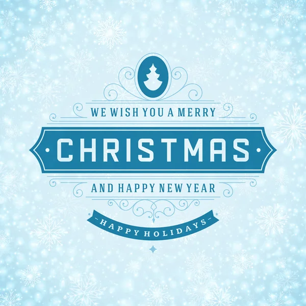 Noel retro tipografi ve kar taneleri ile ışık