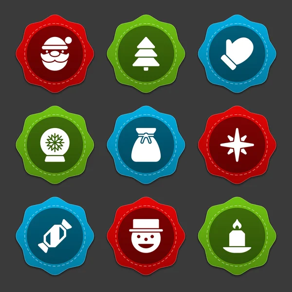 Iconos y etiquetas navideñas — Vector de stock