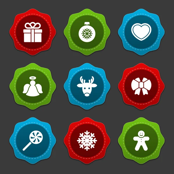 Iconos y etiquetas navideñas — Vector de stock