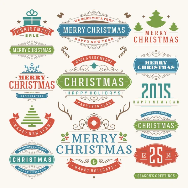 Elementos de decoración navideña — Vector de stock