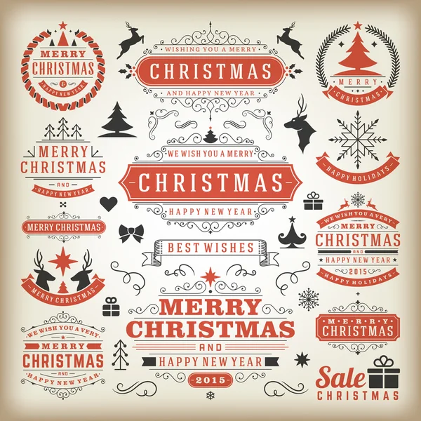 Christmas decoration vintage elements — Stock Vector