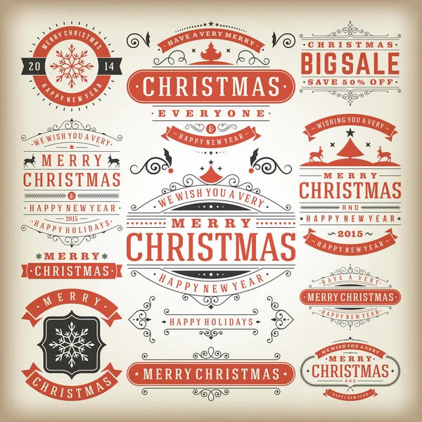 Christmas decoration vintage elements — Stock Vector