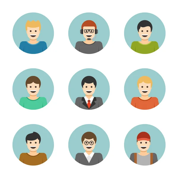 Man Characters Faces, — Stock Vector