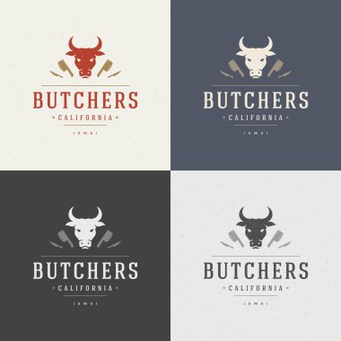 Butcher Shop Design Element in Vintage Style for Logotype