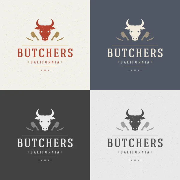 Butcher Shop Design Element in Vintage Style for Logotype — Stok Vektör