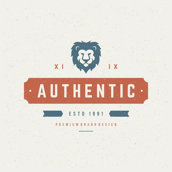 Lion head Design Element in Vintage Style for Logotype — 스톡 벡터