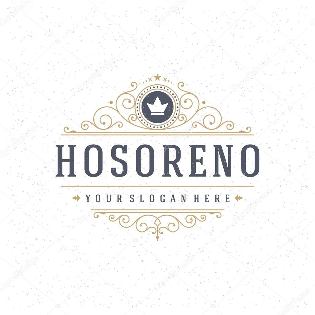 Luxury Logo template flourishes calligraphic elegant ornament lines. Business sign, identity for Restaurant, Royalty, Boutique, Cafe, Hotel, Heraldic, Jewelry, Fashion and other vector illustration