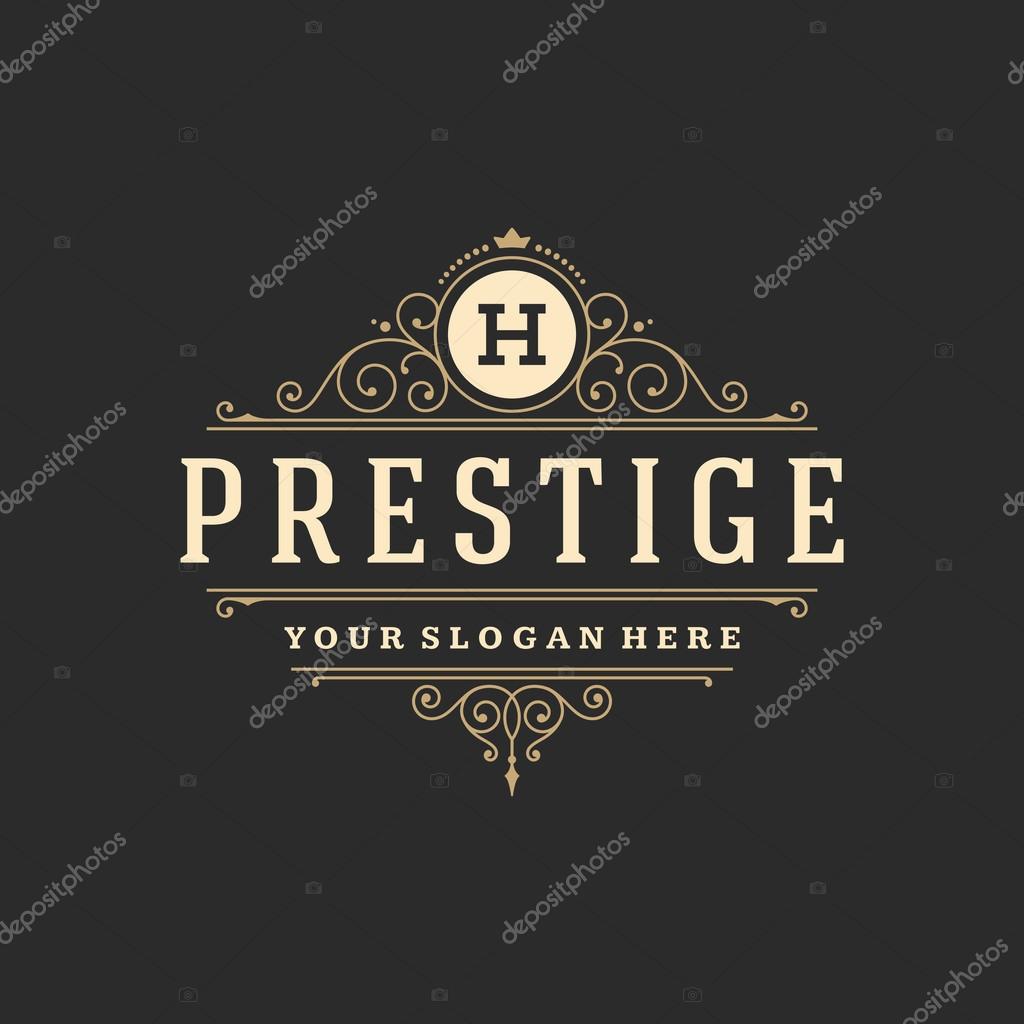Luxury Logo template flourishes calligraphic elegant ornament lines. Business sign, identity for Restaurant, Royalty, Boutique, Cafe, Hotel, Heraldic, Jewelry, Fashion and other vector illustration