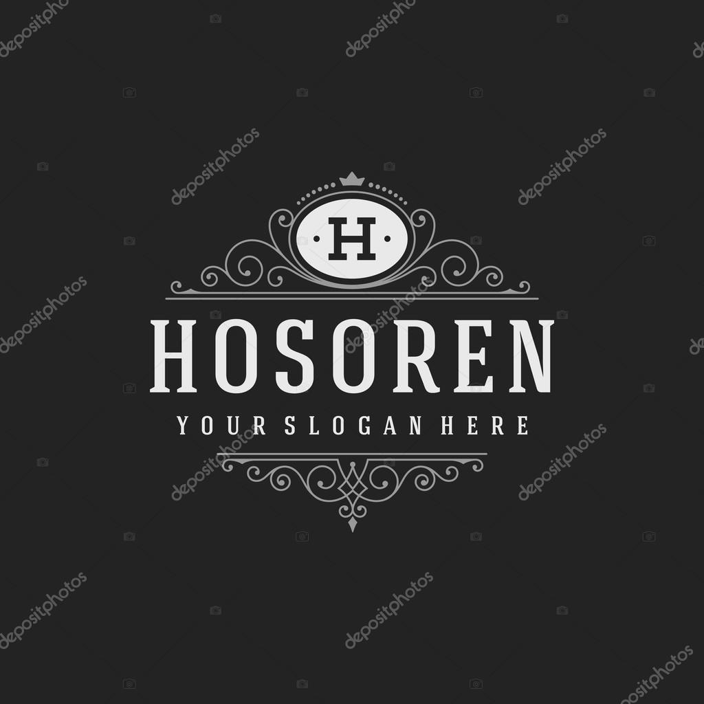 Luxury Logo template flourishes calligraphic elegant ornament lines. Business sign, identity for Restaurant, Royalty, Boutique, Cafe, Hotel, Heraldic, Jewelry, Fashion and other vector illustration