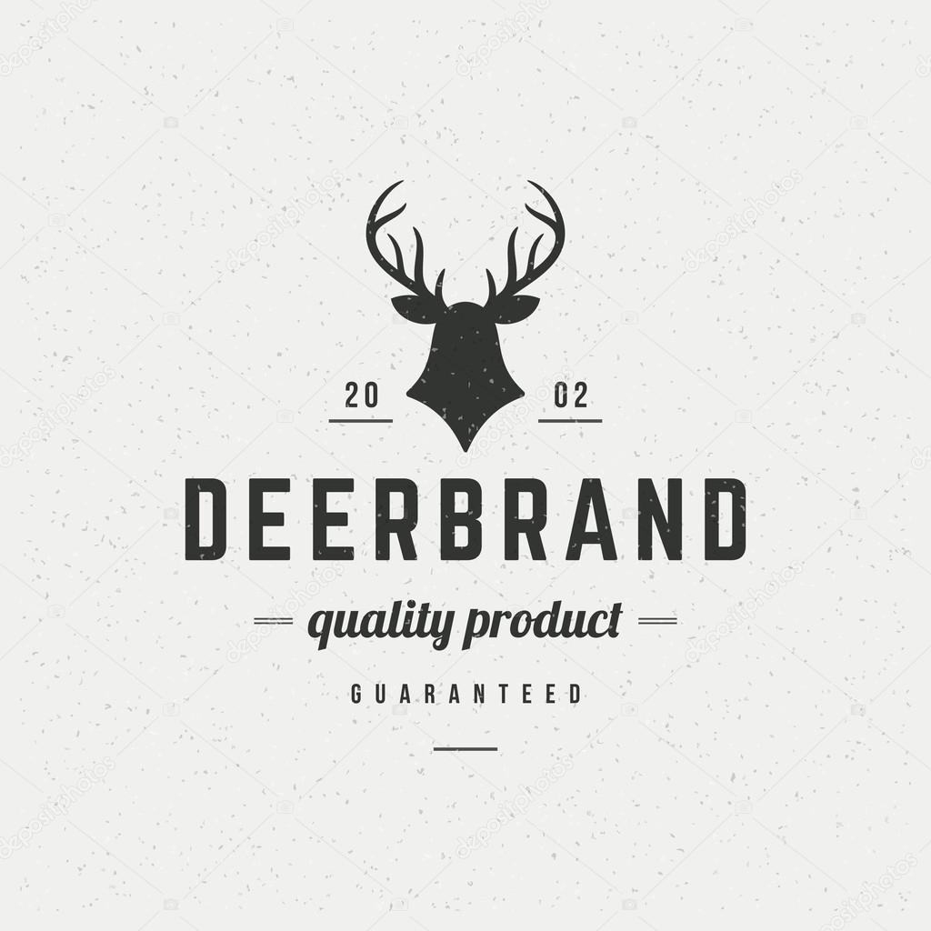 Deer head Design Element in Vintage Style for Logotype, Label, Badge, T-shirts and other design. Hunting club Retro vector illustration