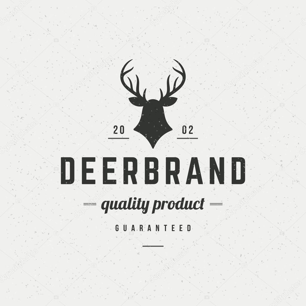 Deer head Design Element in Vintage Style for Logotype