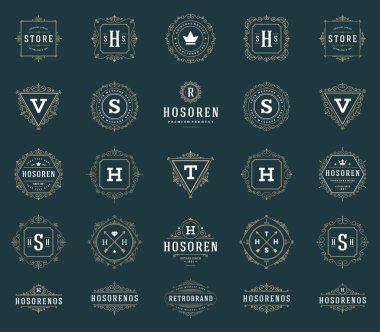 Set Luxury Logos template flourishes calligraphic elegant 
