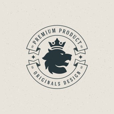 King Lion head and crown Design Element