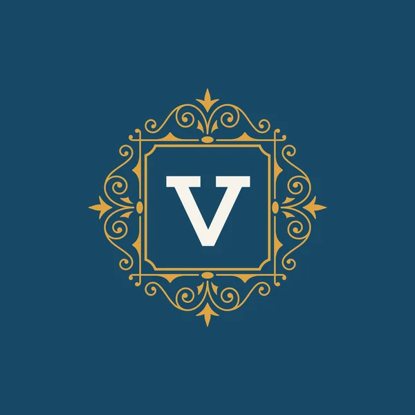 Virágzik a kalligrafikus monogram jelkép sablon — Stock Vector