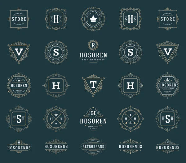 Set Luxury Logos template flourishes calligraphic elegant — Stockvector