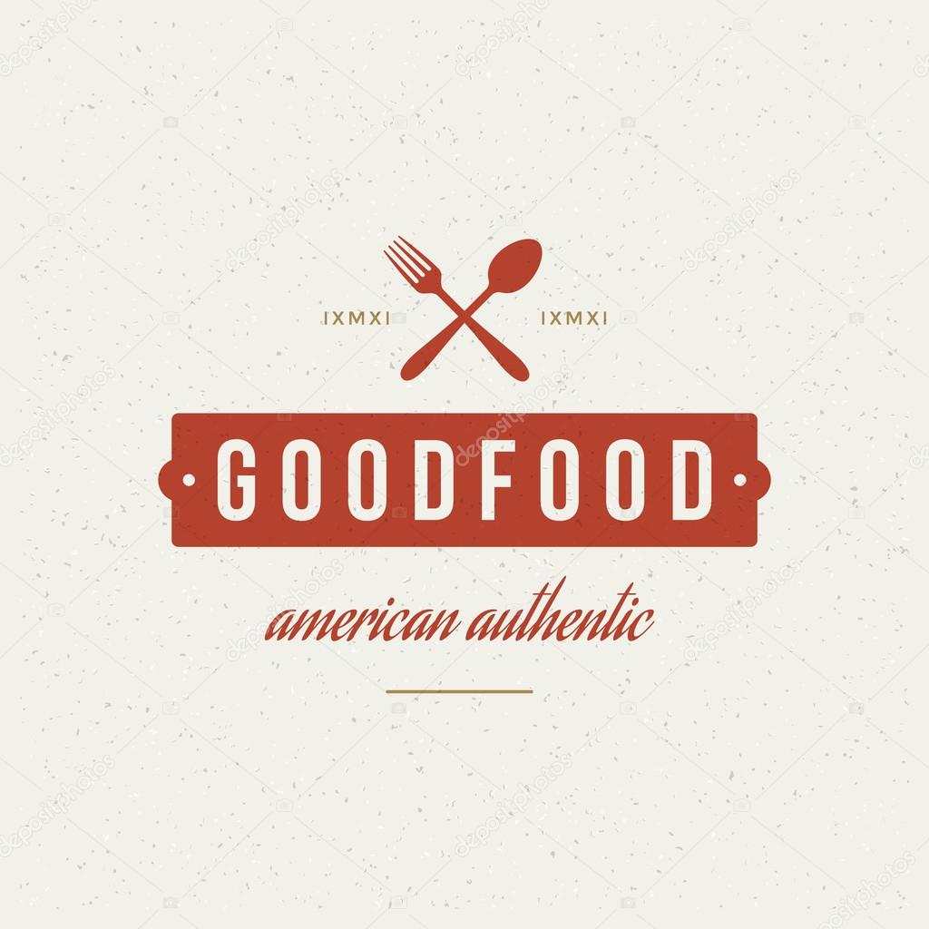 Restaurant Shop Design Element in Vintage Style for Logotype, Label, Badge, T-shirts and other design. Fork and spoon retro vector illustration