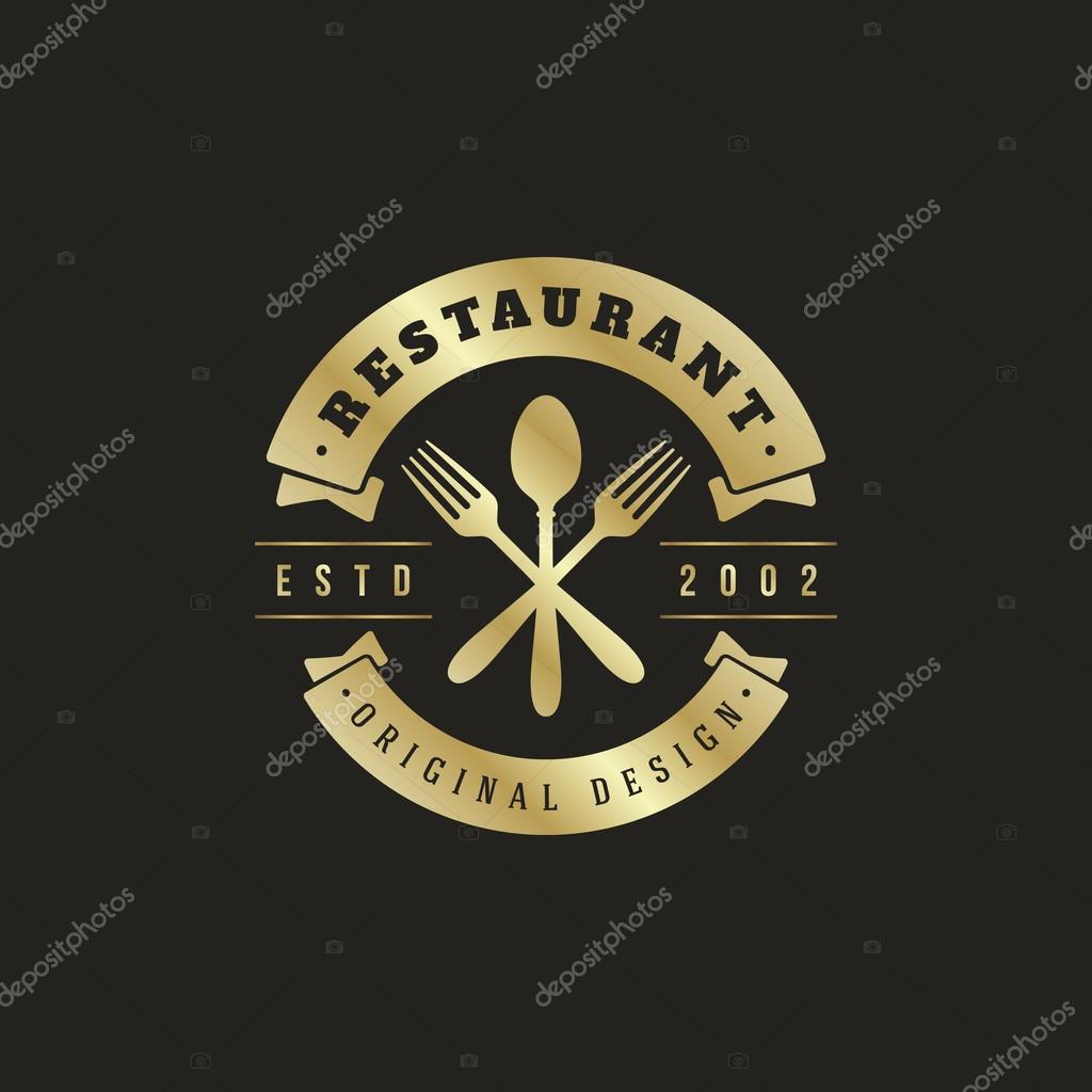 Restaurant Shop Design Element in Vintage Style for Logotype, Label, Badge, T-shirts and other design. Fork and spoon retro vector illustration