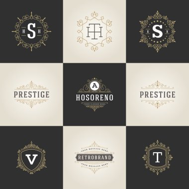 Set Luxury Logos template flourishes calligraphic clipart