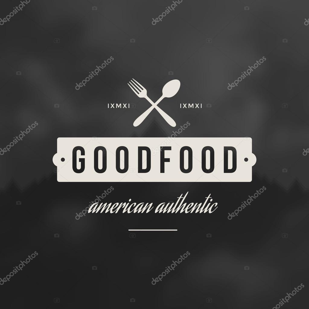 Restaurant Shop Design Element in Vintage Style for Logotype, Label, Badge and other design. Fork and spoon retro vector illustration