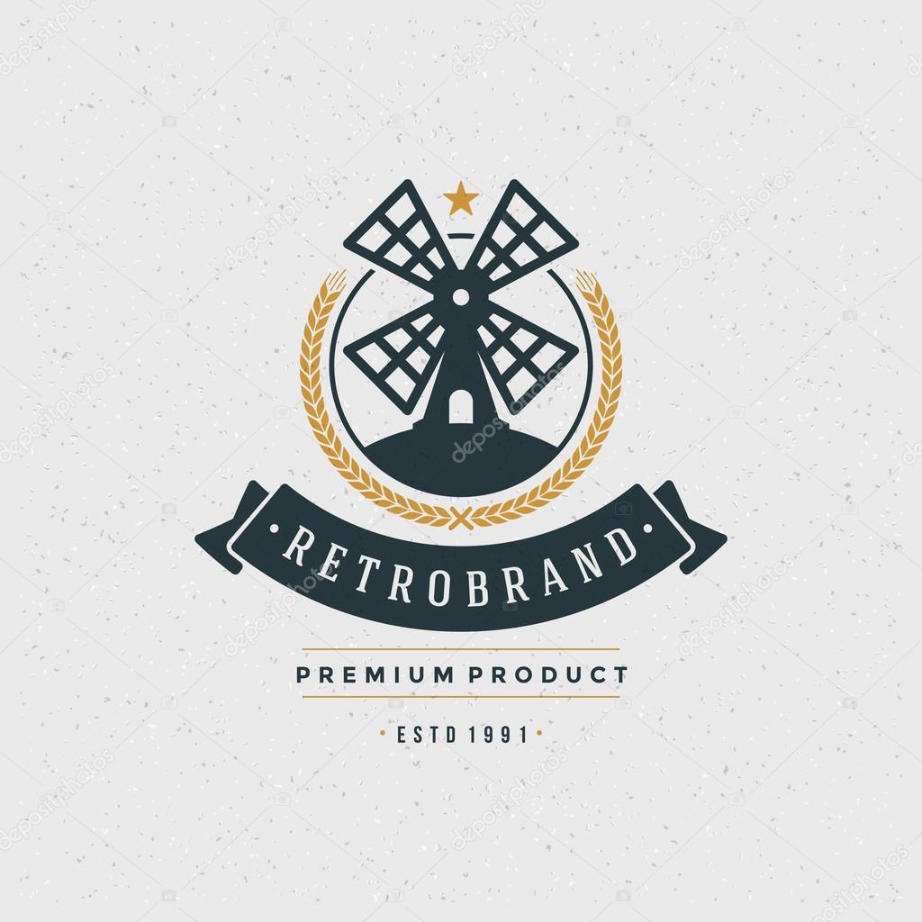 Mill Logo Design Element in Vintage Style