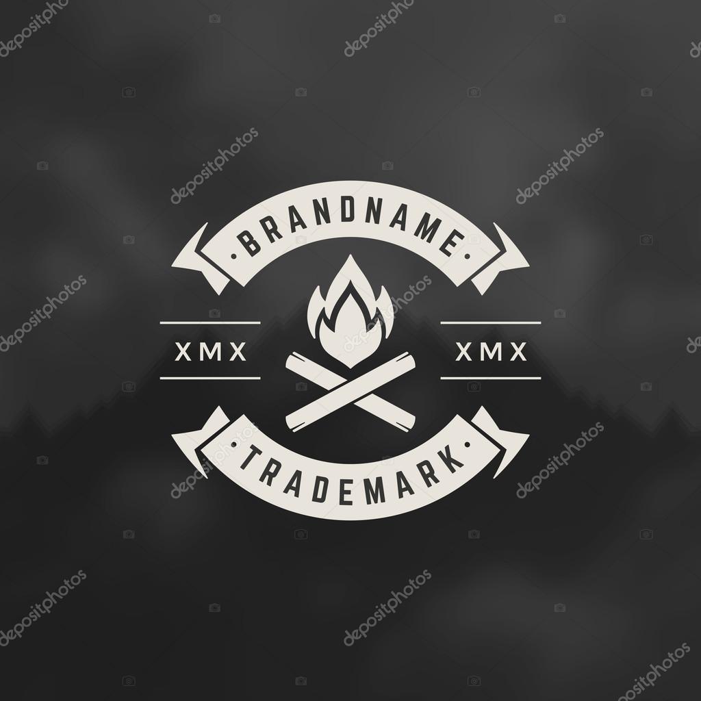 Bonfire flame Design Element in Vintage Style for Logotype, Label, Badge, shirts and other design. Campfire retro vector illustration