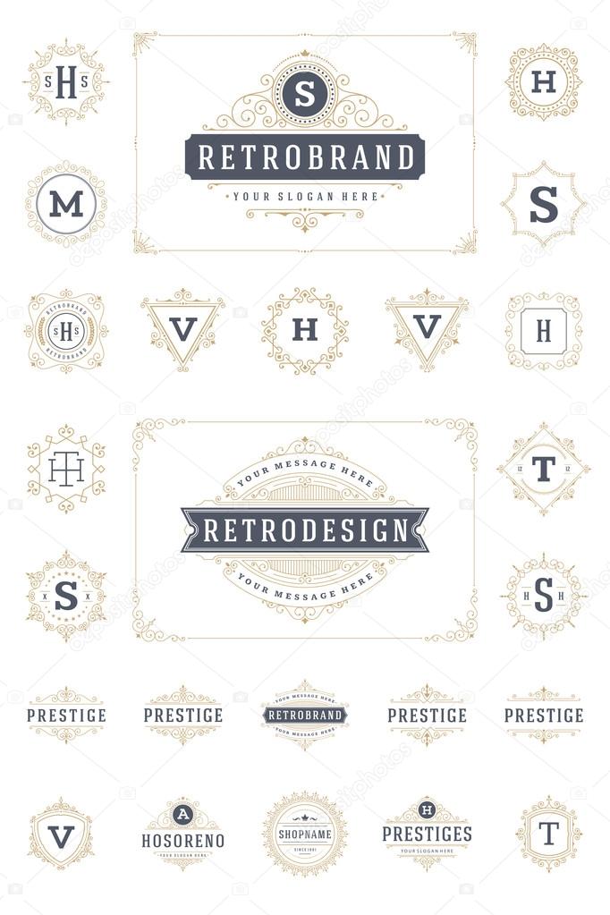 Set Luxury Logos template flourishes calligraphic
