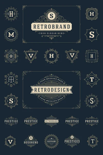 Set Luxury Logos template flourishes calligraphic — Stock Vector