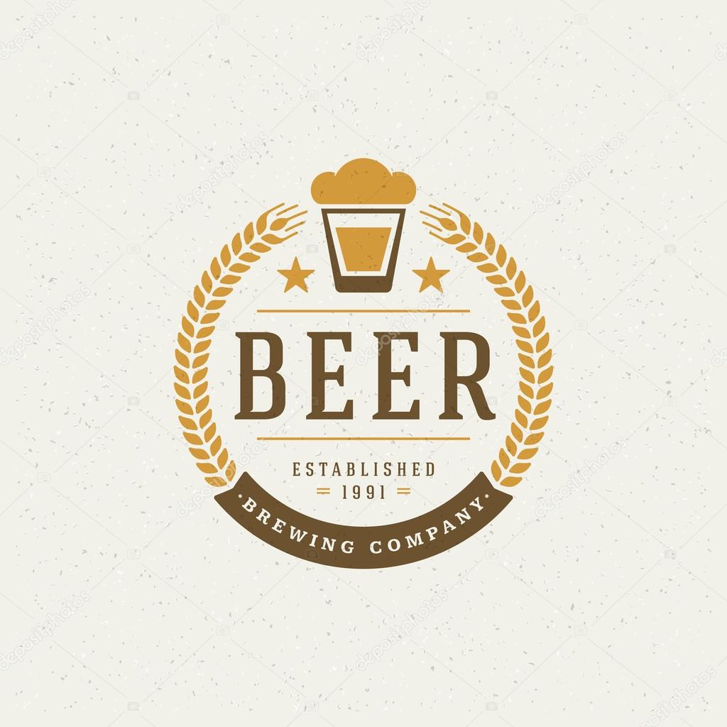 Beer Logo Design Element in Vintage Style for Logotype, Label, Badge and other design. Brewery retro vector illustration