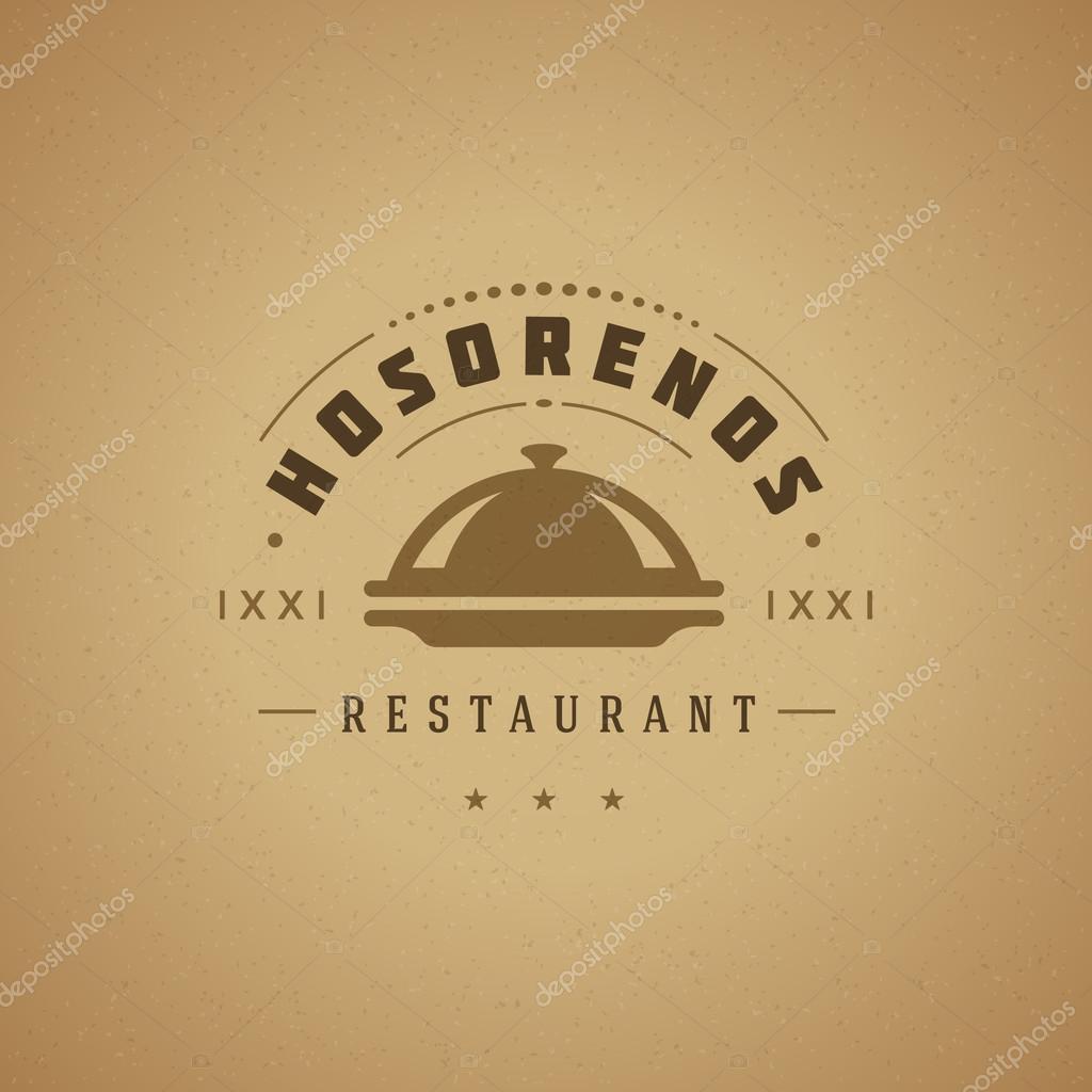Restaurant Cloche Design Element in Vintage Style for Logotype, Label, Badge and other design. Tray retro vector illustration