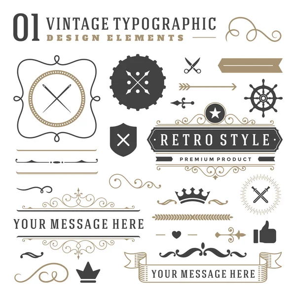 Éléments de design typographique vintage rétro — Image vectorielle