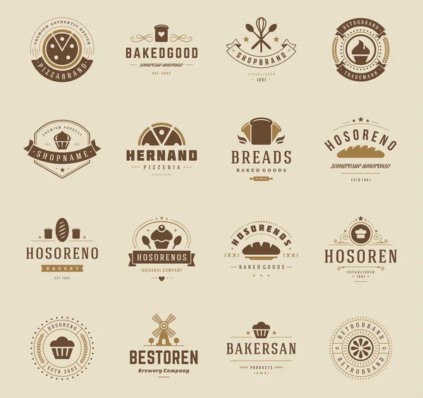 Bakery Shop Logos, Badges and Labels — Stok Vektör