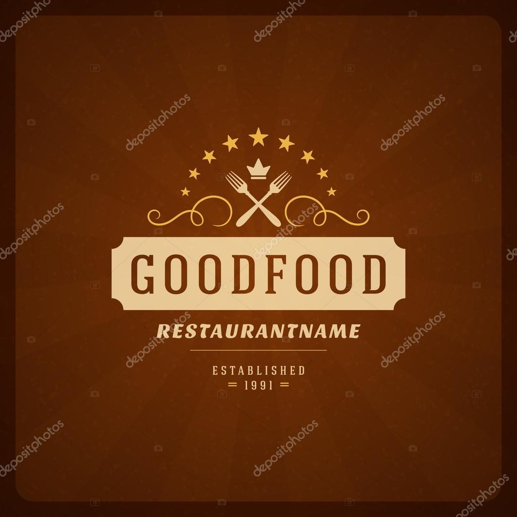 Restaurant Shop Design Element in Vintage Style for Logotype, Label, Badge and other design. Fork retro vector illustration