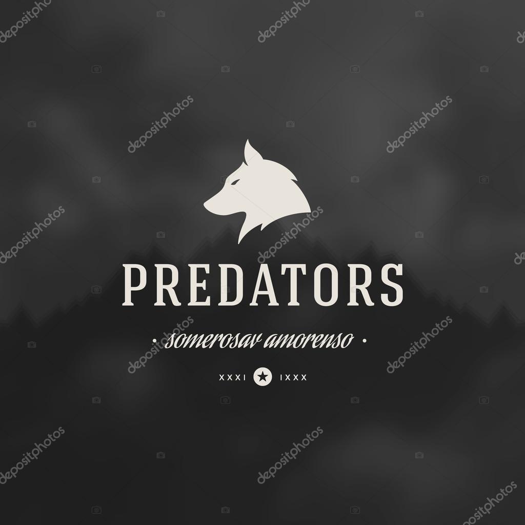 Retro Vintage Insignia or Logotype Vector design element, business sign template wolf face