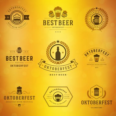 Beer festival Oktoberfest labels, badges and logos set