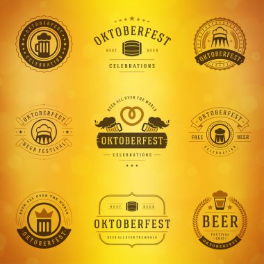 Beer festival Oktoberfest labels, badges and logos set