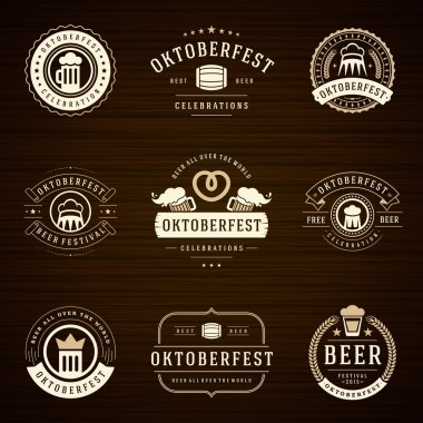 Beer festival Oktoberfest labels, badges and logos set